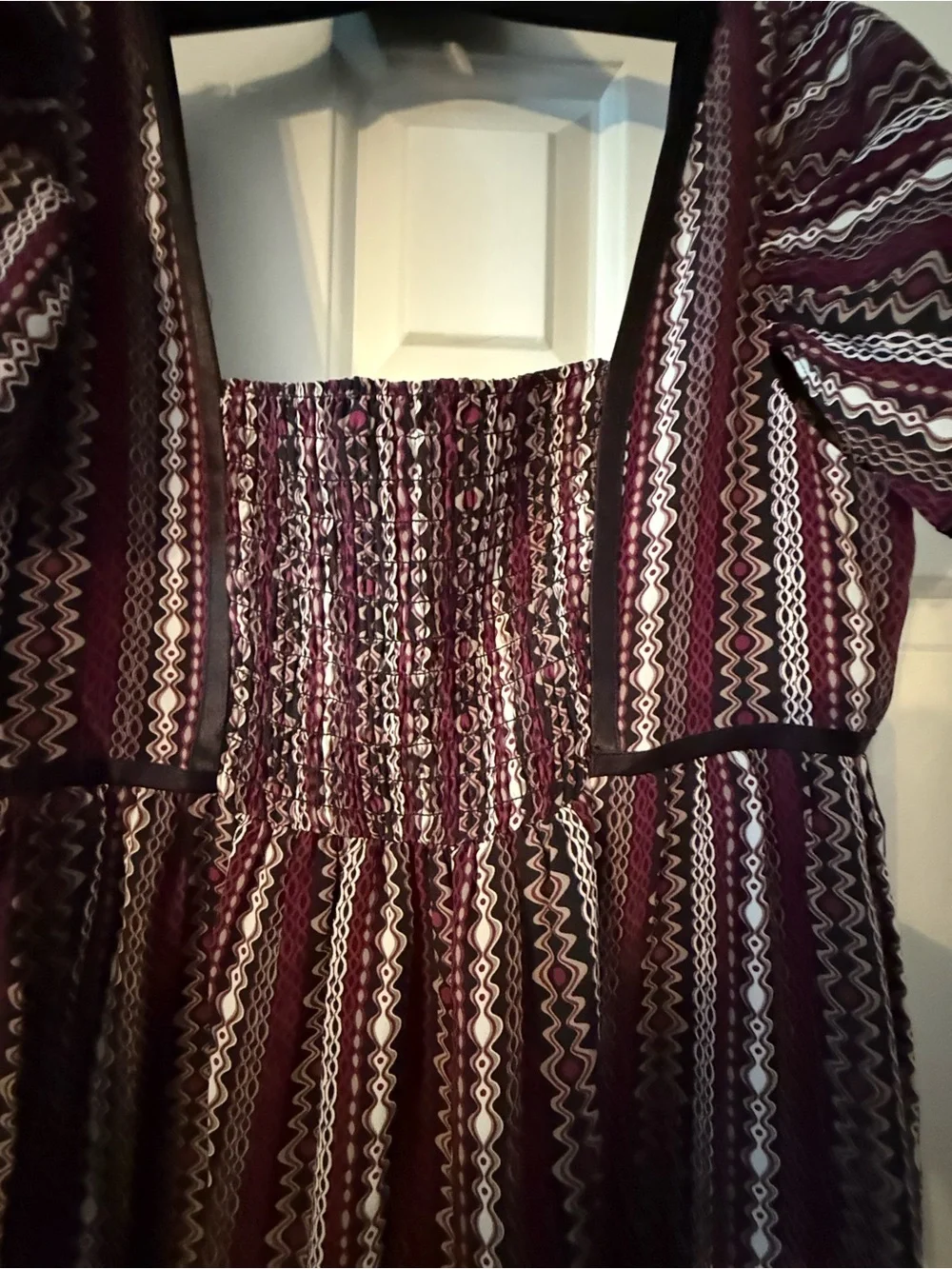 Gianni Bini Burgundy and White Striped Midi Dress Size 10